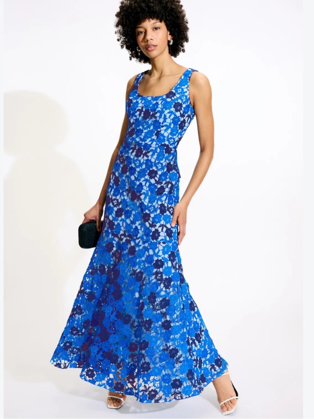 Shoshanna Midnight Frances Floral Lace Dress Cobalt Blue Size 0 Wedding Guest